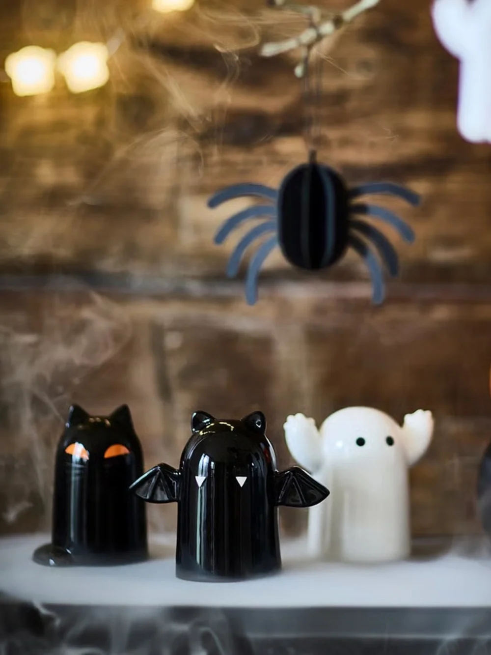 Halloween Cat, Ghost & Bat Set - Black and White